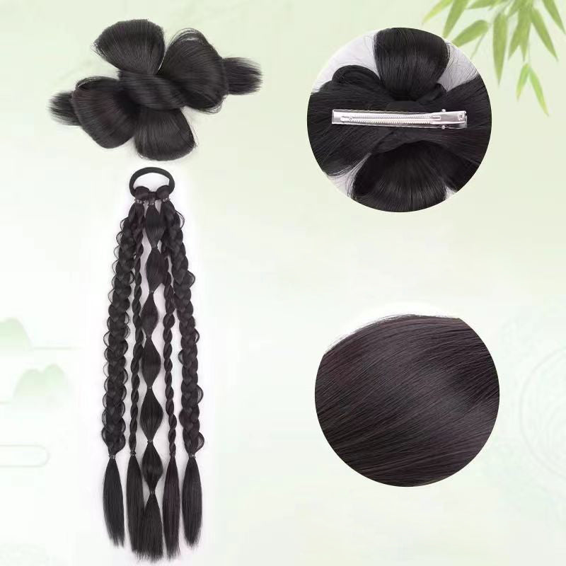 Elegant Curly Braided Ponytail Extensions – Stylish Long Braids for Women & Girls(One pair)