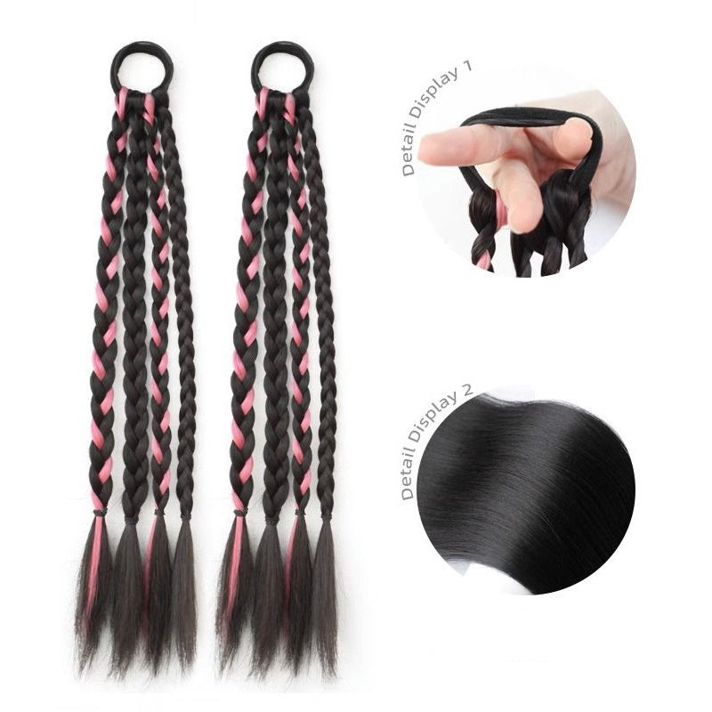 Elegant Curly Braided Ponytail Extensions – Stylish Long Braids for Women & Girls(One pair)