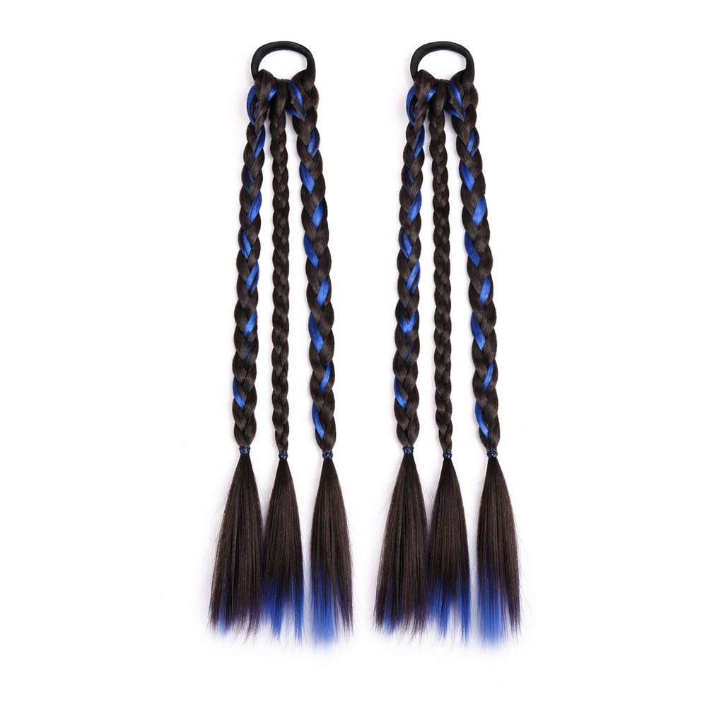 Elegant Curly Braided Ponytail Extensions – Stylish Long Braids for Women & Girls(One pair)