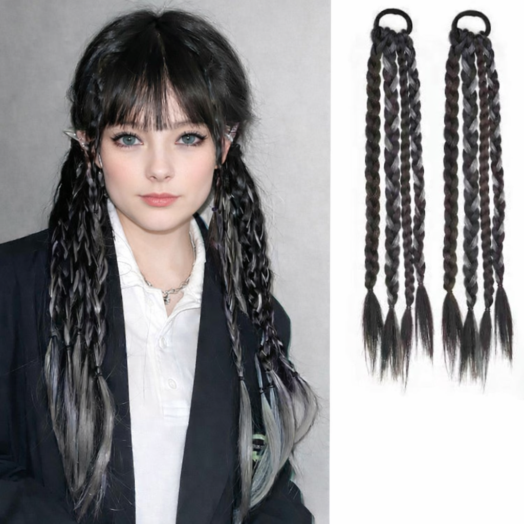 Elegant Curly Braided Ponytail Extensions – Stylish Long Braids for Women & Girls(One pair)